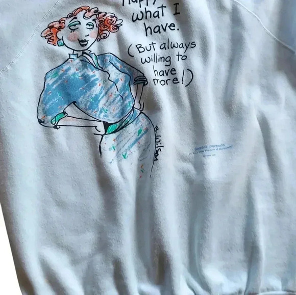 Vintage 80's 90's Raglan Crewneck Sweatshirt Cartoon Babe Hallmark - Picture 4 of 7